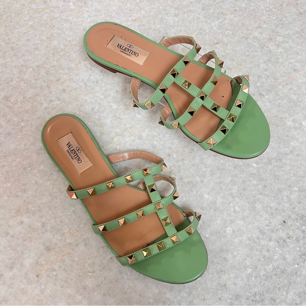 Valentino Green Studded Sandals